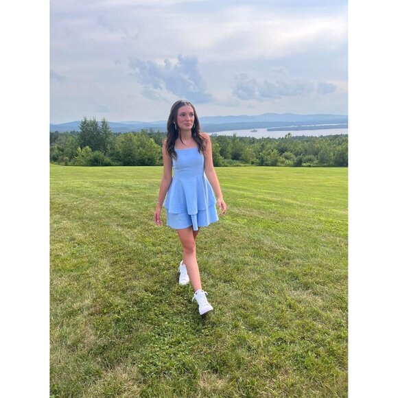 Women's Backless Bow Tie Short Dress Summer Light Blue Casual Party - Picture 6 of 7